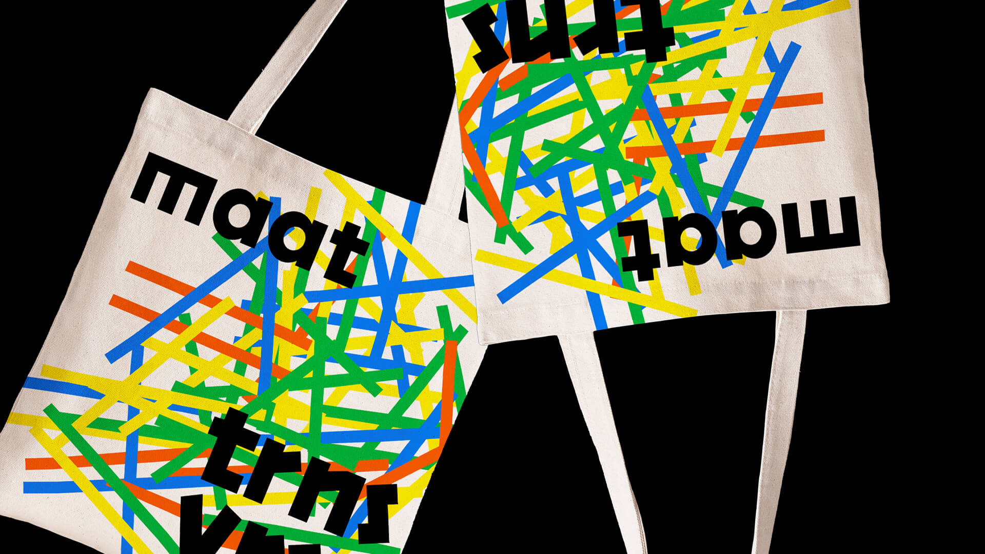 maat transversal totebag with several colorful sticks