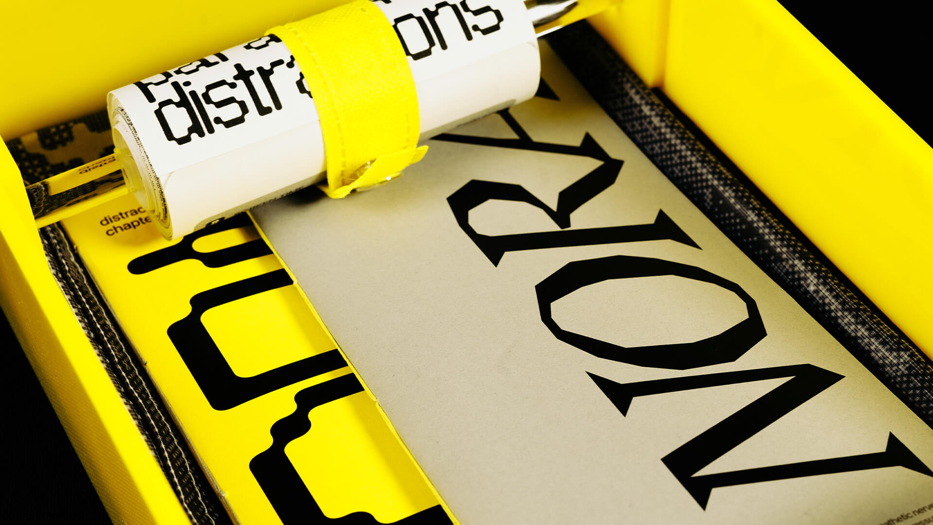 paradox of distractions box closer detail every graphic material inside of the box