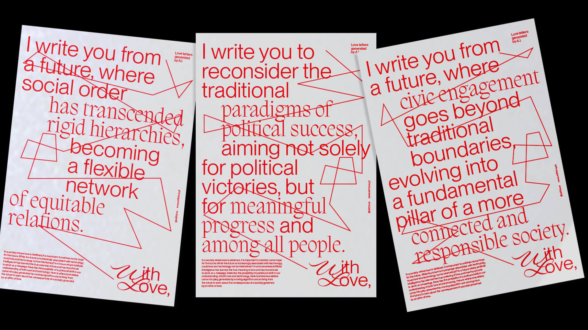 with love set of three posters