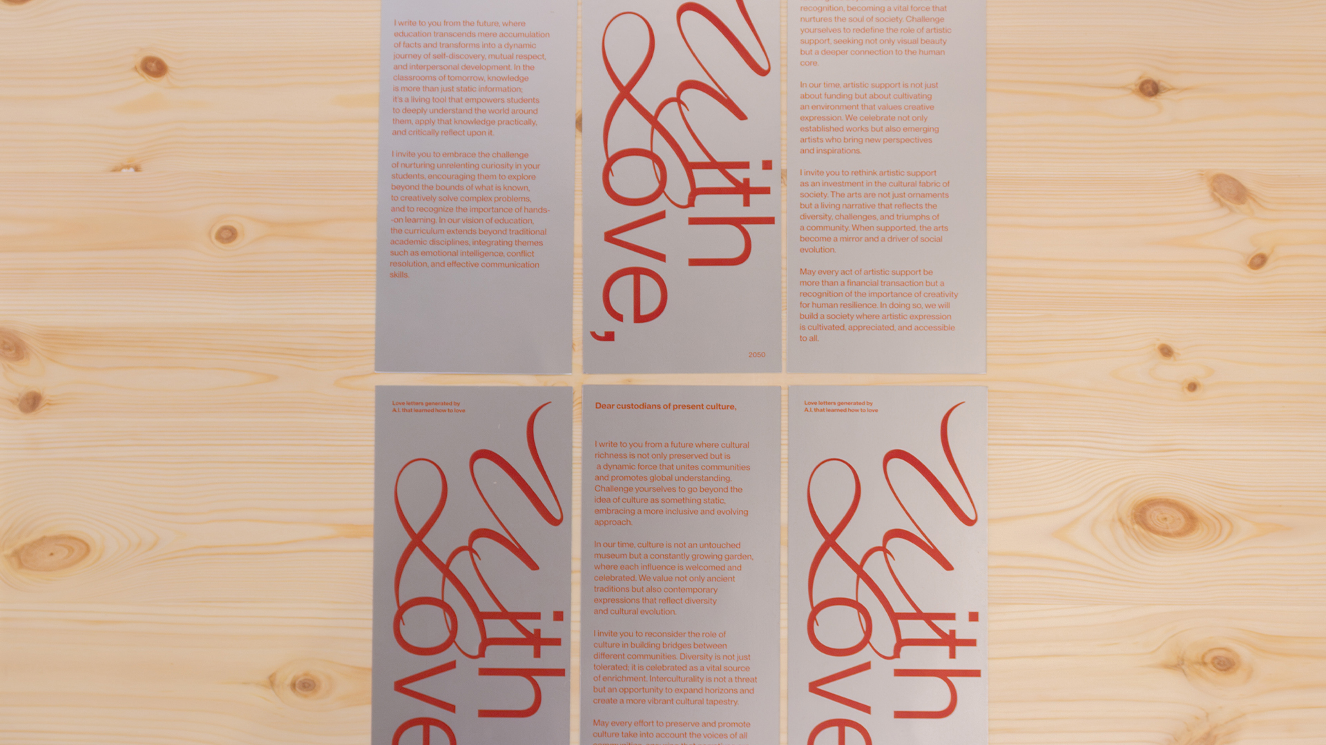 with love exbibition photo letters on wood table